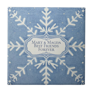 Snowflake pattern blue & white holiday tile
