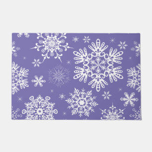 Snowflake pattern Christmas purple white Doormat