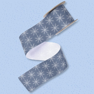 Snowflake Pattern Dark Blue Ribbon Satin Ribbon