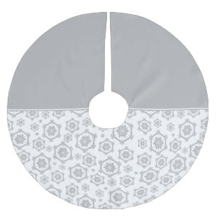 Snowflake Pattern Elegant Grey Christmas Holiday Brushed Polyester Tree Skirt