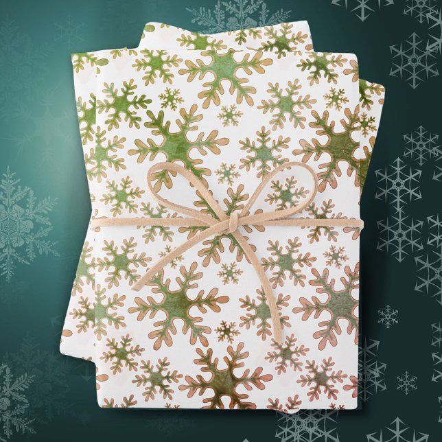 Snowflake Pattern Green Pink Christmas Holiday Wrapping Paper Sheet (Creator Uploaded)