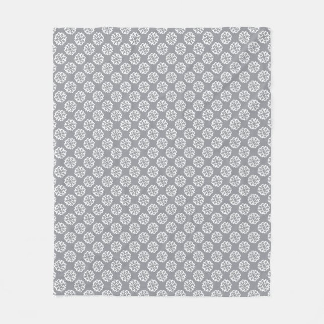Snowflake Pattern Grey Fleece Blanket (Front)