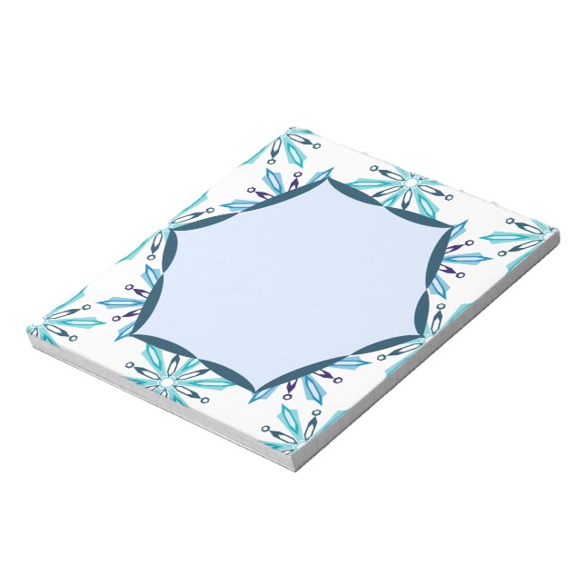 Snowflake Pattern Icy Winter Colours Notepad (Rotated)