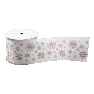 Snowflake Pattern In Faux Rose Gold Looking Colour Satin Ribbon