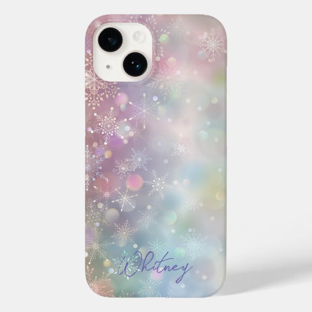 Snowflake Pattern in Soft Pastel Colours Bokeh  Case-Mate iPhone Case (Back)