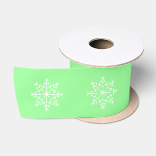 Snowflake Pattern Mint Green Christmas Holiday Satin Ribbon