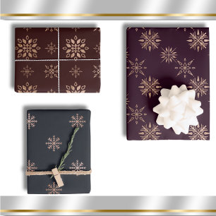 Snowflake Pattern Modern Elegant Winter Watercolor Wrapping Paper Sheet