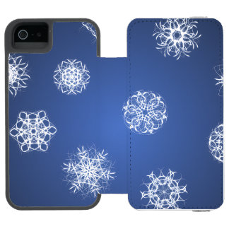 Snowflake Pattern on Blue Background Incipio Watson™ iPhone 5 Wallet Case