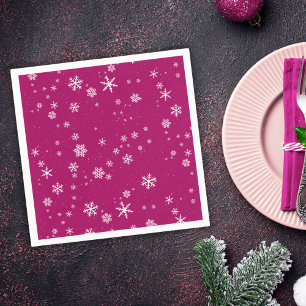 Snowflake Pattern on Purple Christmas Holiday Napkin