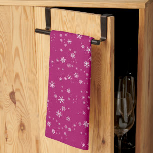 Snowflake Pattern on Purple Christmas Tea Towel