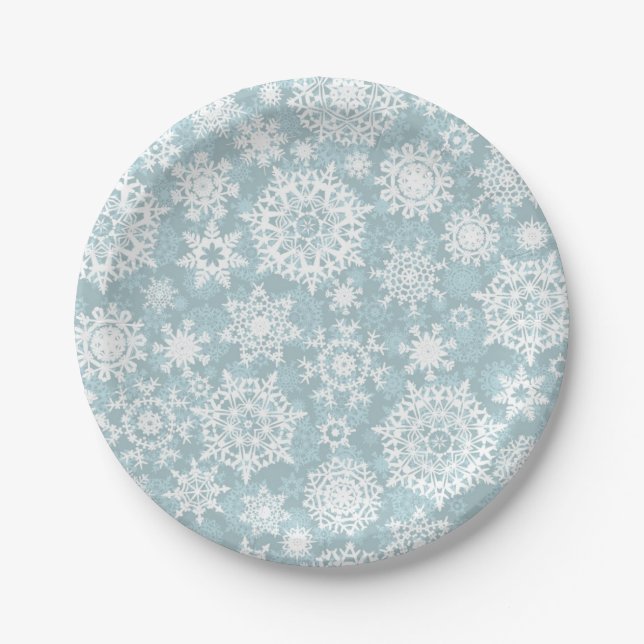 Snowflake pattern paper plate (Front)