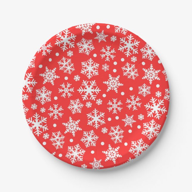 Snowflake Pattern Paper Plate (Front)