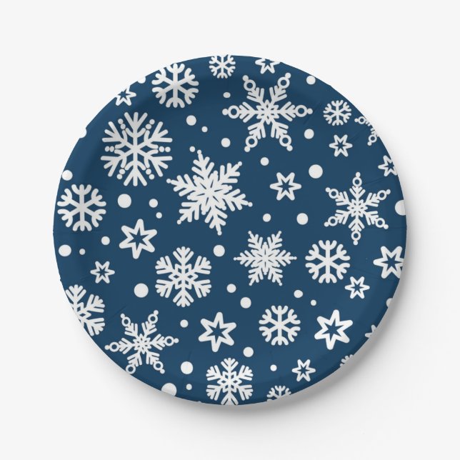 Snowflake pattern paper plate (Front)