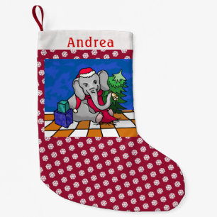 Snowflake Pattern Personalised Christmas Elephant Small Christmas Stocking