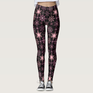 Snowflake pattern Pink Black BG Leggings