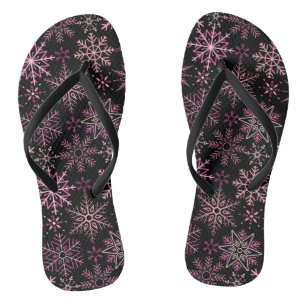Snowflake pattern Pink Flip Flops