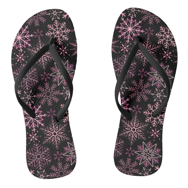 Snowflake pattern Pink Flip Flops (Footbed)