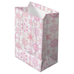Snowflake pattern Pink Medium Gift Bag