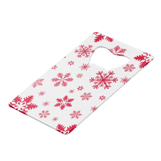 Snowflake Pattern, Red Snowflakes, Snow, White (Front Angled)