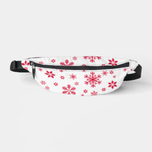 Snowflake Pattern, Red Snowflakes, Snow, White Bum Bags