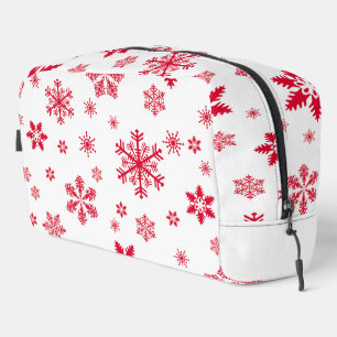 Snowflake Pattern, Red Snowflakes, Snow, White Dopp Kit
