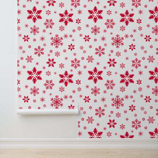Snowflake Pattern, Red Snowflakes, Snow, White Wallpaper (Application)