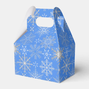 Snowflake pattern White. Light Blue BG Favour Box