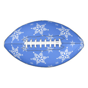 Snowflake Pattern, White Snowflakes, Snow, Blue American Football