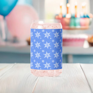 Snowflake Pattern, White Snowflakes, Snow, Blue Can Glass