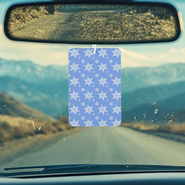 Snowflake Pattern, White Snowflakes, Snow, Blue Car Air Freshener (Creator Uploaded)