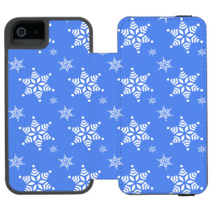 Snowflake Pattern, White Snowflakes, Snow, Blue Incipio Watson™ iPhone 5 Wallet Case