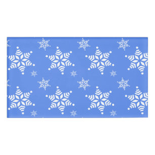 Snowflake Pattern, White Snowflakes, Snow, Blue Name Tag