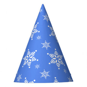 Snowflake Pattern, White Snowflakes, Snow, Blue Party Hat