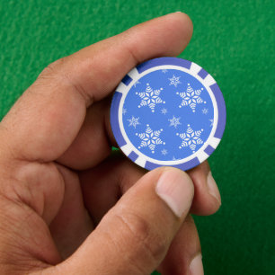 Snowflake Pattern, White Snowflakes, Snow, Blue Poker Chips
