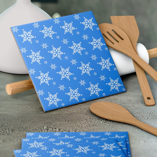 Snowflake Pattern, White Snowflakes, Snow, Blue Tile (Creator Uploaded)