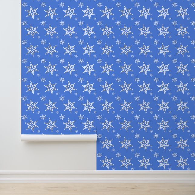 Snowflake Pattern, White Snowflakes, Snow, Blue Wallpaper (Application)