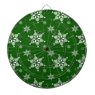 Snowflake Pattern, White Snowflakes, Snow, Green Dartboard