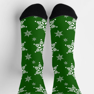 Snowflake Pattern, White Snowflakes, Snow, Green Socks