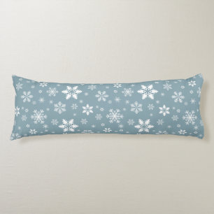 Snowflake Pattern, White Snowflakes, Snow, Grey Body Cushion