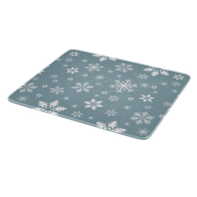 Snowflake Pattern, White Snowflakes, Snow, Grey Cutting Board (Corner)