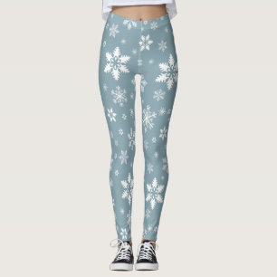 Snowflake Pattern, White Snowflakes, Snow, Grey Leggings