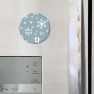 Snowflake Pattern, White Snowflakes, Snow, Grey Magnet