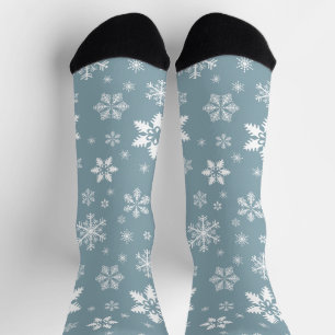 Snowflake Pattern, White Snowflakes, Snow, Grey Socks