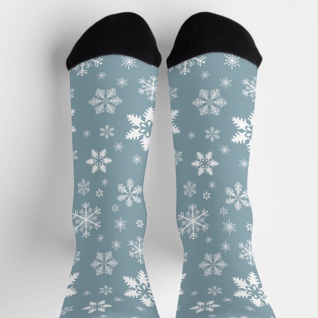 Snowflake Pattern, White Snowflakes, Snow, Grey Socks (Top)