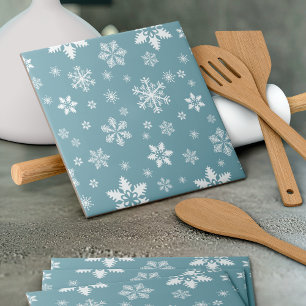 Snowflake Pattern, White Snowflakes, Snow, Grey Tile
