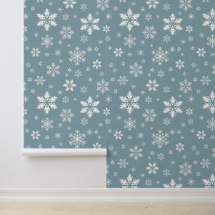 Snowflake Pattern, White Snowflakes, Snow, Grey Wallpaper