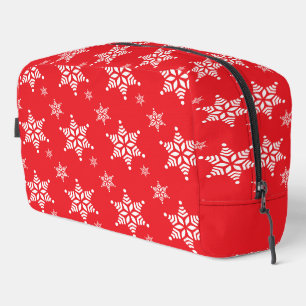 Snowflake Pattern, White Snowflakes, Snow, Red Dopp Kit
