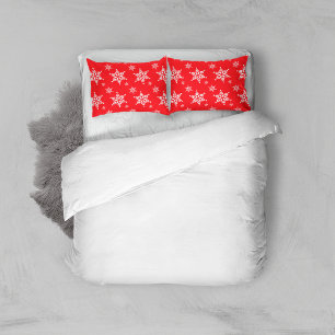 Snowflake Pattern, White Snowflakes, Snow, Red Pillowcase