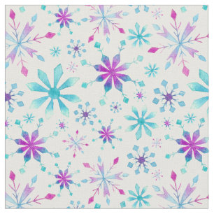 Snowflake Pattern Winter Wonderland Watercolor Fabric