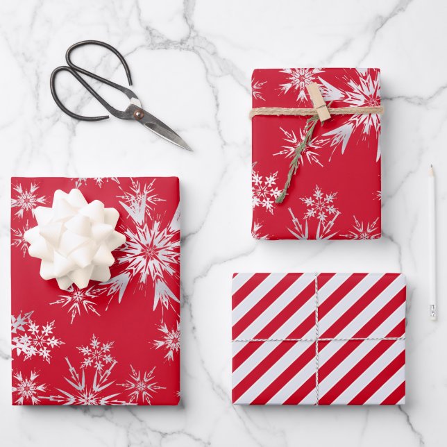 Snowflake Pattern Wrapping Paper Sheet (Front)